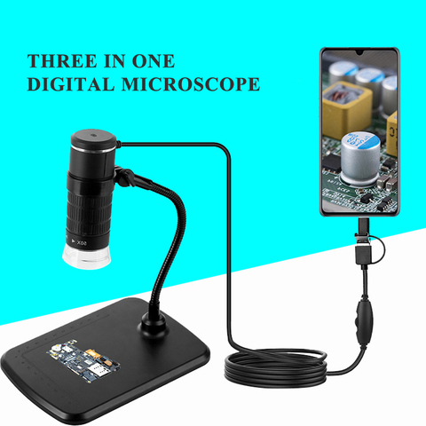 Trois-en-un téléphone portable microscope type C Android ordinateur microscope numérique enfants microscope USB microscope caméra nouveau ► Photo 1/6