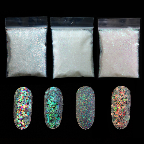 Poudre à paillettes à ongles or/argent, 10g, poussière scintillante, paillettes 0.2mm, pour manucure, Pigment chromé, décoration pour Nail-Art ► Photo 1/6