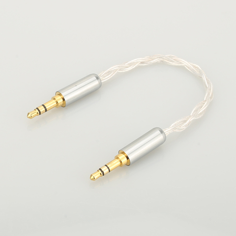 Câble Audio stéréo hi-fi de 10cm, plaqué argent, 3.5mm mâle à 3.5mm mâle, câble de saut AUX pour voiture ► Photo 1/6