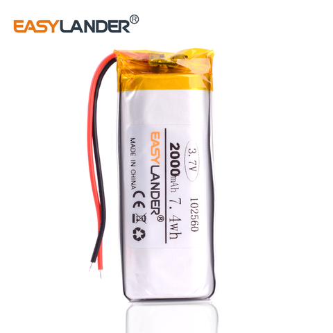 102560 3.7V 2000 mAh lithium polymère batterie pour interphone GPS DVR véhicule voyage enregistreur de données Bluetooth haut-parleur Sex toys ► Photo 1/5