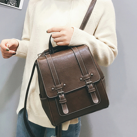 Sac à dos Vintage en cuir Pu pour femmes, sac d'école de bonne qualité pour filles, Style Simple, mode loisirs, nouvelle collection ► Photo 1/6