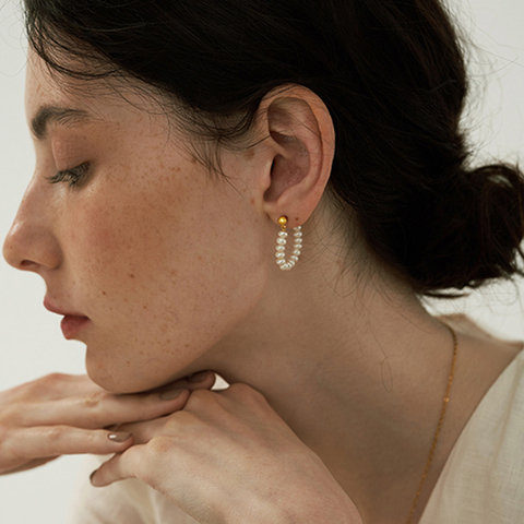 Peri'sBox-boucles d'oreilles avec perles d'eau douce naturelle, bijoux minimalistes pour femmes, boucles d'oreilles ► Photo 1/6