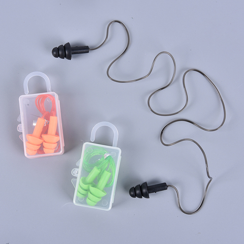 2 pièces Anti-bruit bouchons d'oreilles pince-nez étui de Protection étanche Protection bouchon d'oreille Silicone natation plongée fournitures sécurité protéger ► Photo 1/5