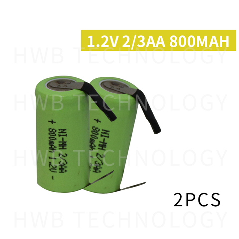 2 pièces/lot nouveau Original 1.2V 2/3AA 800mAh Ni-Mh 2/3 AA Ni-Mh batterie Rechargeable avec broches livraison gratuite ► Photo 1/4