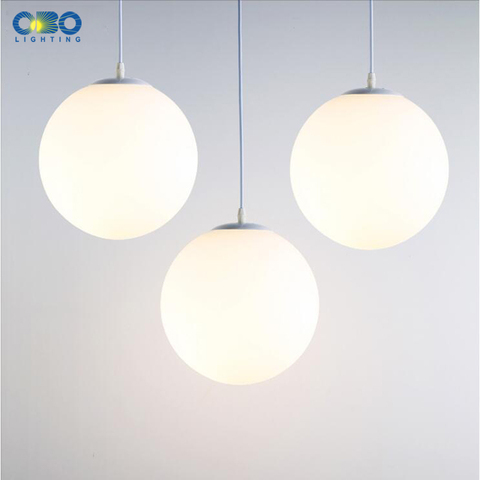 Lampe suspendue en verre blanc Vintage, design nordique, design moderne, avec cordon, luminaire d'intérieur, idéal pour un Loft, une chambre à coucher ou une boule, E27 E26 LED ► Photo 1/6