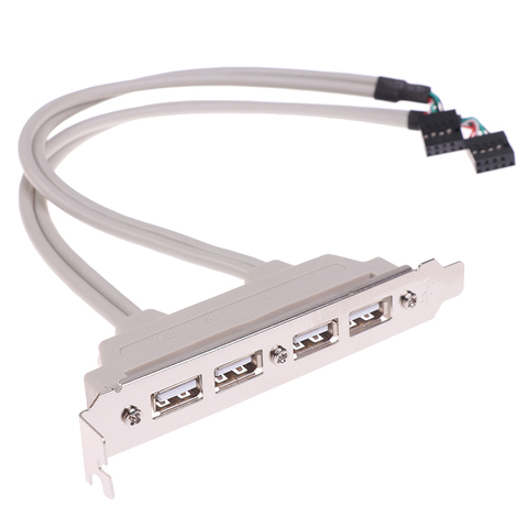 Offre spéciale adaptateur plus récent 4 ports USB 2.0 à 9 broches carte mère en-tête support câble d'extension pour ordinateur panneau arrière support 9Pin ► Photo 1/5