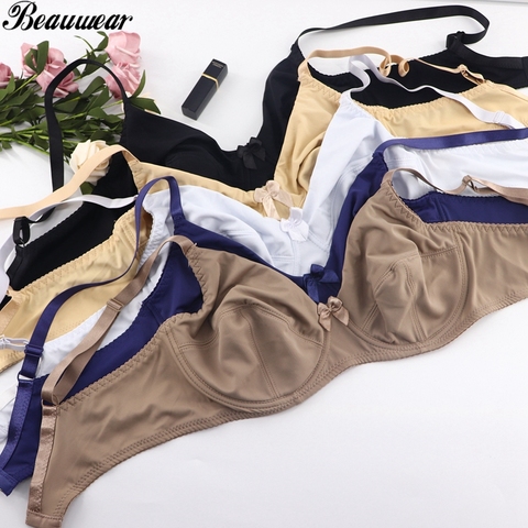 Beauwear Femmes Confort Soutiens-gorge V-cou Pleine Couverture Sans Rembourrage Minimiseur À Armatures Soutien-Gorge C D DD E DDD Bonnet F Unline Grande Taille Bh 36-52 ► Photo 1/6