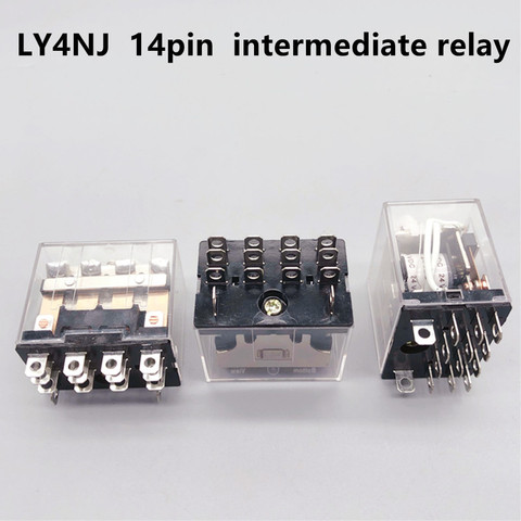 1 pièces LY4NJ relais intermédiaire électromagnétique général HH64P Mini relais 14Pin AC10A 250V avec LED DC12/24V AC220V argent contacts ► Photo 1/6