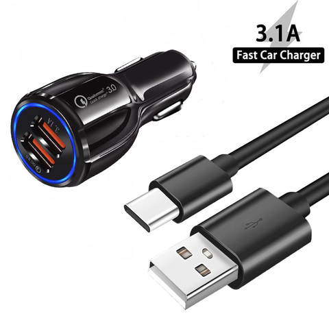 Chargeur de voiture rapide USB 3,1 a pour Samsung Galaxy S21 S20 FE Ultra Plus, câble de type-c pour téléphone Samsung A11 A41 A31 ► Photo 1/6
