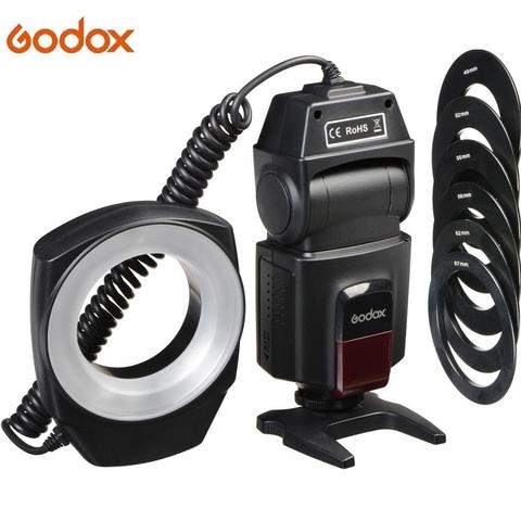 Godox ML150 ML-150 Macro anneau Flash unité de commande lumière du jour 5600K 49, 52, 55, 58, 62,67mm Compatible avec les appareils photo DSLR chaussures chaudes ► Photo 1/6