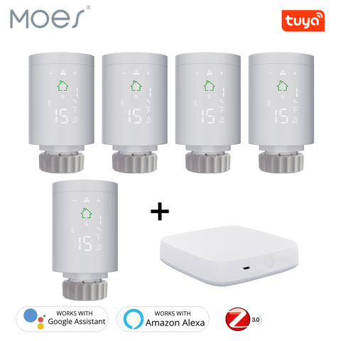 Robinet thermostatique connecté programmable Tuya ZigBee 3.0 pour radiateur, thermostat, régulateur de température, contrôle vocal Alexa ► Photo 1/6