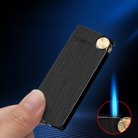 Allume-cigare pour hommes, briquet en métal Ultra-fin, gadget coupe-vent, Turbo Jet, 2022 ► Photo 1/6