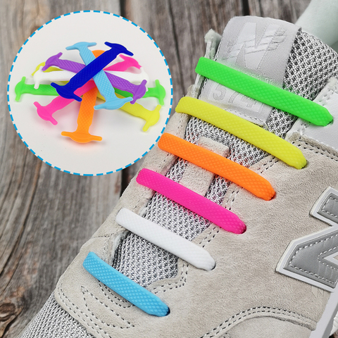 Lacets élastiques en Silicone créatif paresseux pas de lacet de cravate laçage enfants baskets adultes chaussure rapide dentelle Zapatillas ► Photo 1/6