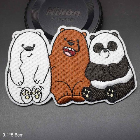 Dessin animé Super belle grande taille pleine broderie Panda Animal fer sur les patchs de vêtements brodés pour vêtements en gros ensemble ► Photo 1/6