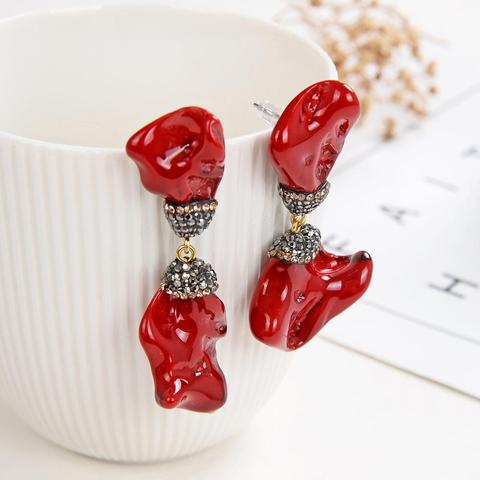 Nouveau Long boucles d'oreilles goutte 2022 tendance noir strass suspendus boucles d'oreilles femmes bijoux 10 couleur irrégulière coquille Kolczyki vente en gros ► Photo 1/6