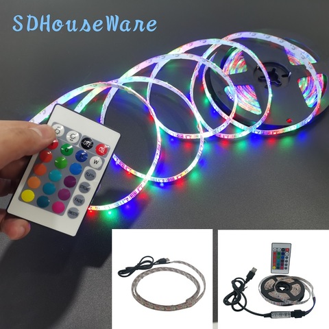 LED bande lumineuse RGB avec câble USB, ruban Flexible lampe à LED, 2835SMD DC5V, 0.5M 1M 2M 3M, 4M 5M, pour TV, écran d'ordinateur, rétro-éclairé Diode ► Photo 1/6