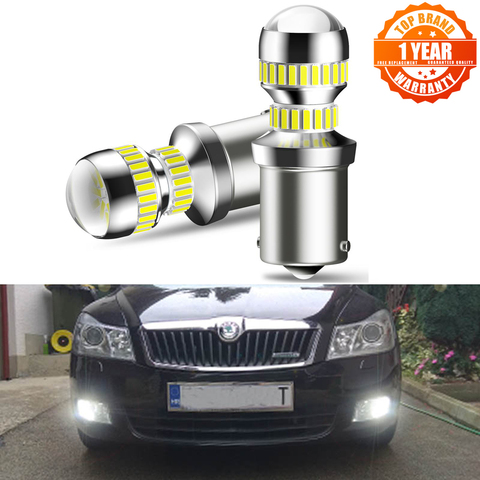 Ampoule Canbus 1156 P21W LED, pour Skoda Superb Octavia 2 FL 2011 2012 2013, feux de jour DRL 12V 6000K blanc, 2 pièces ► Photo 1/6