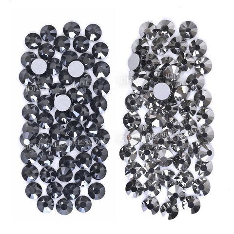 Strass noir brillant en hématite de jais Non correctif, pour bricolage, cristaux d'ongles 3D, paillettes, strass en verre, autocollant pour manucure, décor artistique ► Photo 1/5