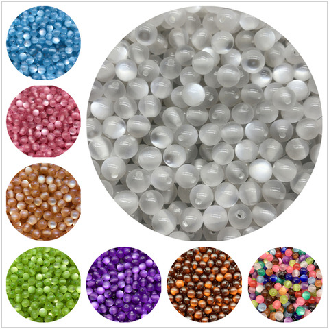 Lot de 50 perles d'espacement en résine de 8mm, perles rondes en œil de chat pour la fabrication de bijoux, accessoires pour bracelets et colliers à faire soi-même ► Photo 1/6