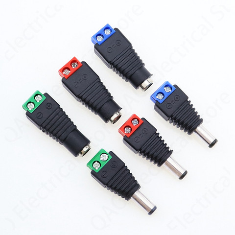 Lot de 5 prises Jack 12V 2.1x5.5MM, 5 fiches mâles + 5 fiches femelles, prise Audio sans soudure AUX ► Photo 1/5