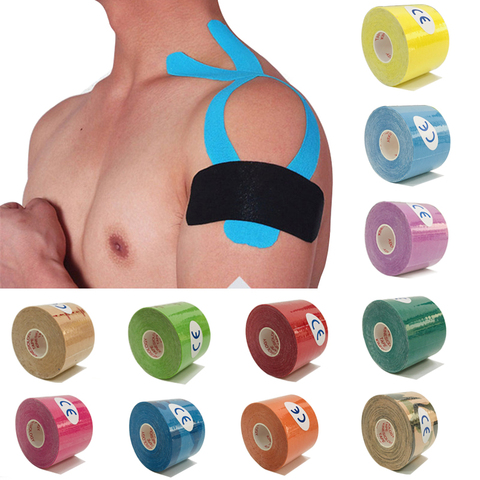 Bande de kinésiologie élastique 5cm 5m, bande de récupération athlétique, genouillère, soulagement de la douleur musculaire, genouillères, Support pour la gymnastique, Bandage de Fitness ► Photo 1/6