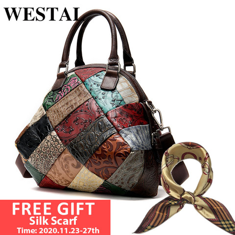 WESTAL – sac à main en cuir véritable pour femmes, fourre-tout de luxe de styliste à bandoulière, 8638 ► Photo 1/6