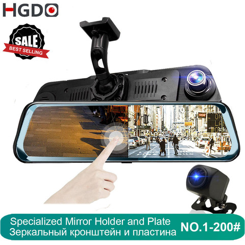 HGDO – caméra de tableau de bord avec rétroviseur à écran tactile de 10 pouces, FHD 1080P, DVR, Vision nocturne, Dashcam, enregistreur de conduite automobile ► Photo 1/6