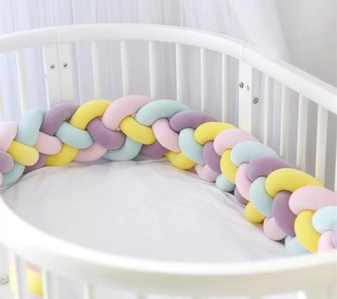 3M Baby Bed Bumper Bed Braid Knot Pillow Cushion Bumper for Infant Bebe Crib Protector Cot Bumper Room Decor ► Photo 1/6