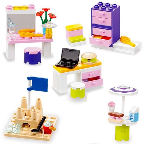 Blocs de construction pour enfants, création MOC de meubles, miroir de Dressing, briques, jouets pour amis, bloc de verrouillage ► Photo 1/6