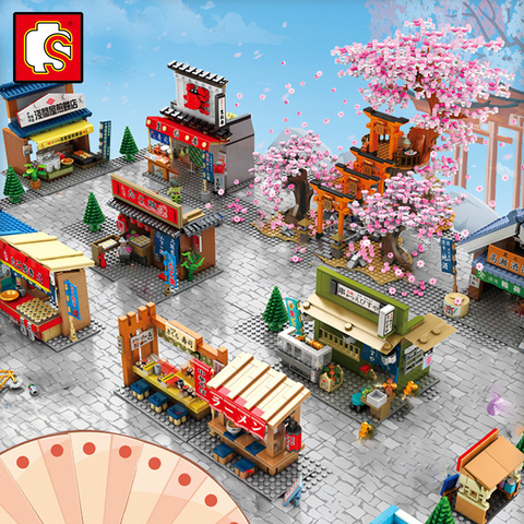 Sembo Block – Mini Moc japonais, créateur de magasins de rue, boutique, maison, arbre modèle d'architecte Sakura Inari, ville de sanctuaire Miniature ► Photo 1/6