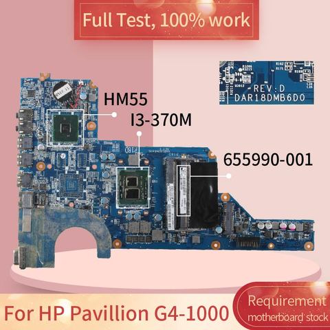 Carte mère pour ordinateur portable HP Pavillion, processeur DAR18DM86D0, processeur G4-1000, G6 G7 I3-370M, 655990, 655990-001 501, HM55 ► Photo 1/6