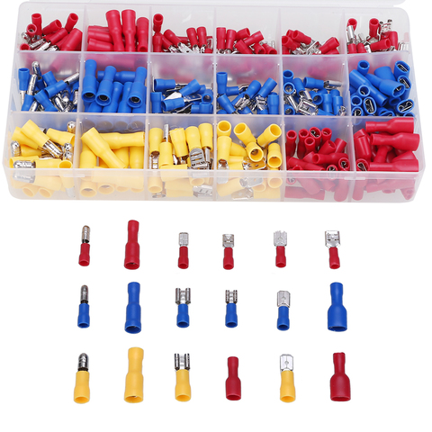 280 pièces Kit d'assortiment de cosses de câble fil plat femelle et mâle isolé électrique câble connecteurs sertissage bornes ensemble Kit ► Photo 1/1