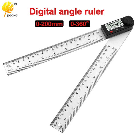 Règle d'angle de rapporteur numérique 200mm 8 pouces Angle Finder mètre plastique 360 degrés rapporteur inclinomètre ► Photo 1/6