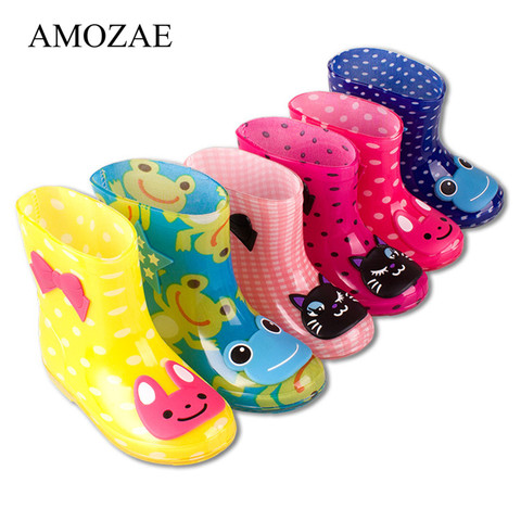 Nouveau printemps automne bottes de pluie enfants motif Animal bottines garçons bébé enfant en bas âge PVC imperméable à l'eau chaussures enfants filles ► Photo 1/6