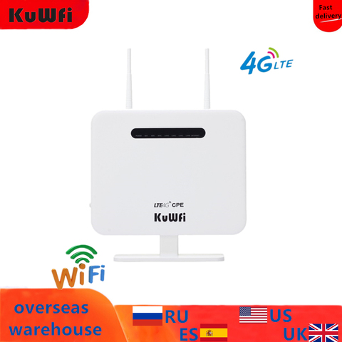 KuWFi routeur 4G LTE débloqué routeur CPE sans fil 300 Mbps et modem sans fil routeur AP LTE avec carte SIM Solt 2 * 5Dbi antennes ► Photo 1/5