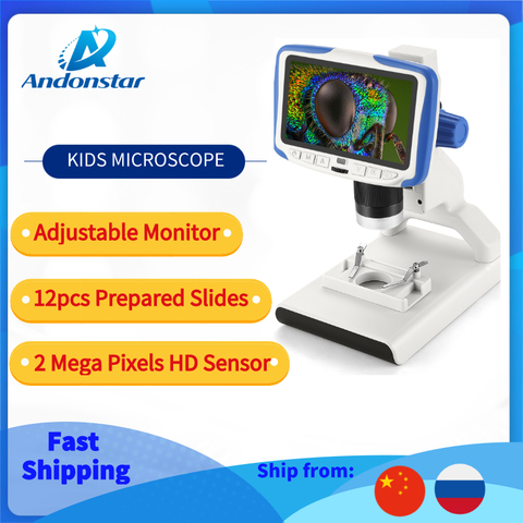 Andonstar – microscope numérique portable, expérience haute définition 200X pour enfants, avec écran LCD, zoom magique, caméra ► Photo 1/1