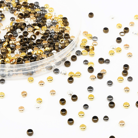 500 pièces de boules de cuivre à sertir, diamètres de 2mm 2.5mm 3mm, perles d'espacement, pour bricolage, accessoires et fabrication de bijoux ► Photo 1/6