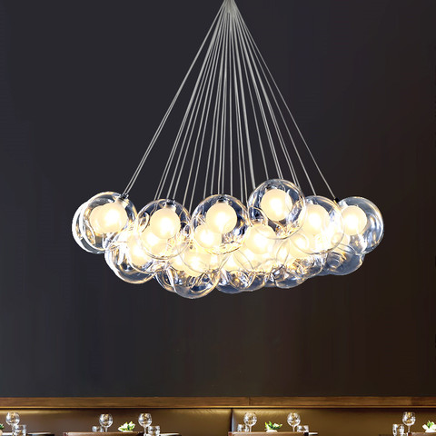 Réplique de lampe créative de créateur, lustre, magasin de vêtements, chambre à coucher, salle à manger, boule de verre, lampe à bulles, salon, globe chan ► Photo 1/6