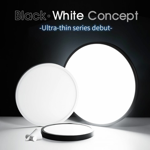 Plafonnier LED ultramince rond de 0.9 pouces, éclairage d'intérieur, lumière blanche chaude, froide, noire, idéal pour un salon ou une chambre à coucher ► Photo 1/6