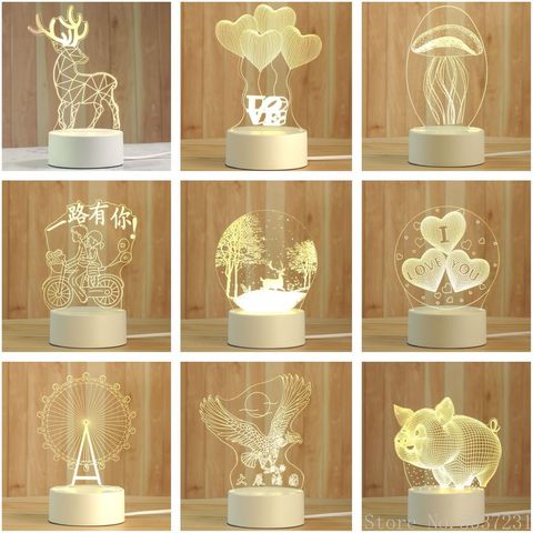 Creative 3D nuit lampe acrylique bureau veilleuse garçons et filles vacances cadeau décoratif nuit lampe chambre chevet Table lampe ► Photo 1/6