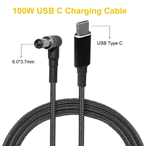 Câble de recharge USB type-c mâle 100W vers 6.0x3.7mm, convertisseur de puces e-mark, cordon de recharge usb-c PD, pour ordinateur portable Asus FX-PRO ► Photo 1/5