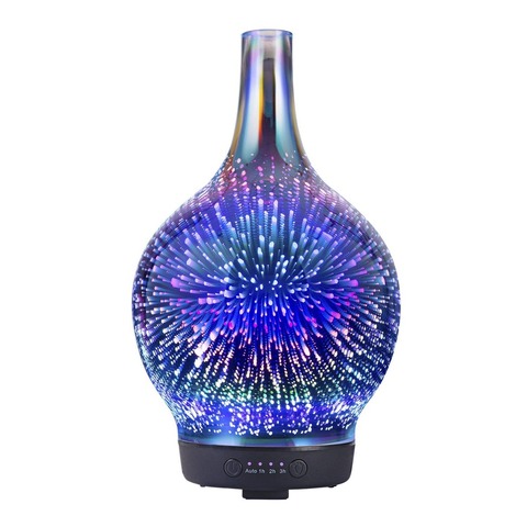 Diffuseur d'huile essentielle 3D, humidificateur à brume fraîche ultrasonique, Vase en verre de 100ML, avec minuterie, fermeture automatique, 7 couleurs, LED lumières ► Photo 1/6