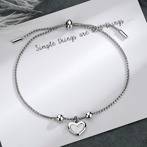 Bracelet en argent Sterling 925 avec chaîne rétractable pour femmes, bijou minimaliste à perles, cadeau idéal, S-B444 ► Photo 1/6