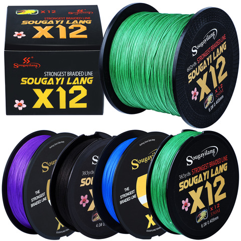 Sougayilang nouveau X12 Super fort 12 brins tressé ligne de pêche 150M 350M 550M Multifilament PE ligne de pêche en eau salée matériel de pêche ► Photo 1/6