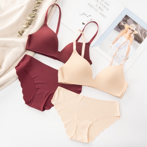 Sans couture ensemble de soutien-gorge pour femmes sous-vêtements Push Up sans fil ensemble de Lingerie ajusté-bretelles Style Simple confortable quotidien femme ► Photo 1/6