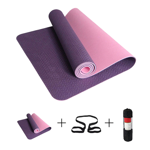 Tapis de Yoga TPE antidérapant avec Bandage, tapis de sport avec sac, gymnastique, Pilates, 6mm, 183*61cm ► Photo 1/6