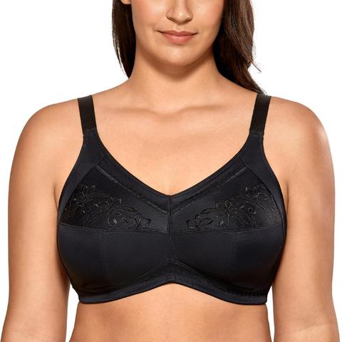 Soutien-gorge de poche de mastectomie Non rembourré sans fil brodé en coton pour femme grande taille ► Photo 1/6