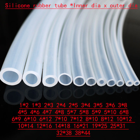 Tube en caoutchouc de Silicone 3x6 3x8 4x5 4x6 4x7 4x8 5x7 5x8 5x9 5x10 6x8 6x9 6x10 6x12mm transparent clair tuyau Tuyau médical plomberie ► Photo 1/1