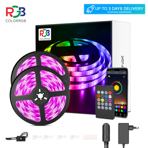 LED Bande Lumineuse RVB 5050 Lumières Musique Synchronisation Couleur Changeante Mic Intégré, Contrôle De L'app led LED Lumières Lumières de Corde de 5M 10M 20M ► Photo 1/6