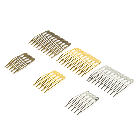 10 pièces 5/10 dents métal peigne à cheveux griffe épingles à cheveux (Nickel / or / Bronze) pour bricolage mariage fabrication de bijoux résultats composants peigne bricolage ► Photo 1/6